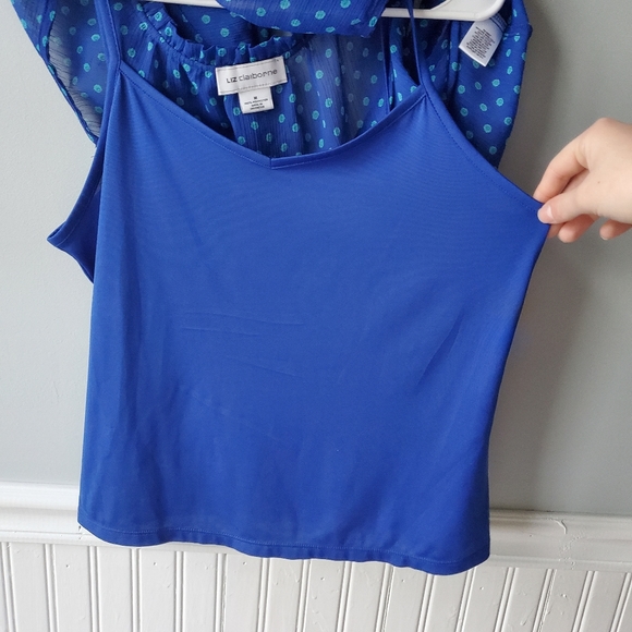 3/$15 Liz Claiborne Ruffle Neck Button up Halter Tops Women's Size Medium - Picture 14 of 15